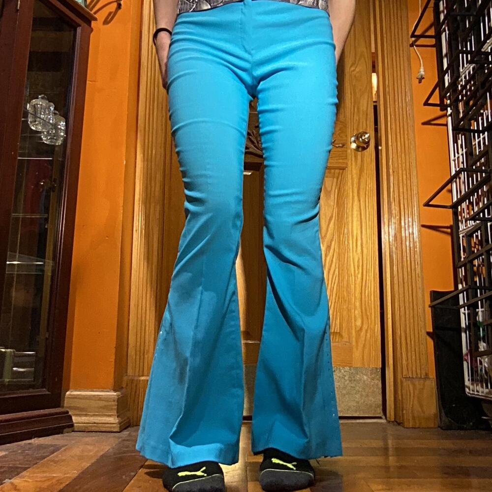 Blue electric high waisted vintage flared bell bottom pants